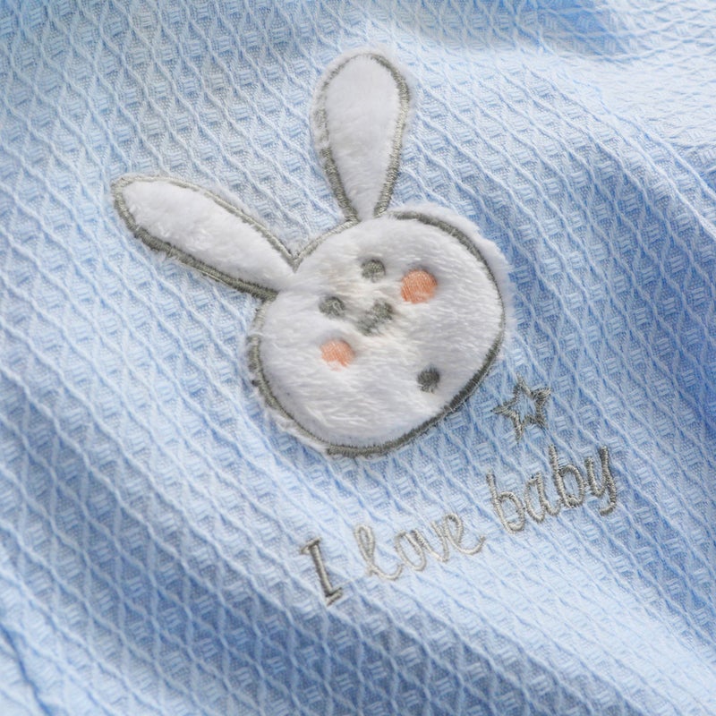 KISBINI 100% Cotton Long Hooded Robes Bathrobe for Kids Children Blue 8-9T - Image 3